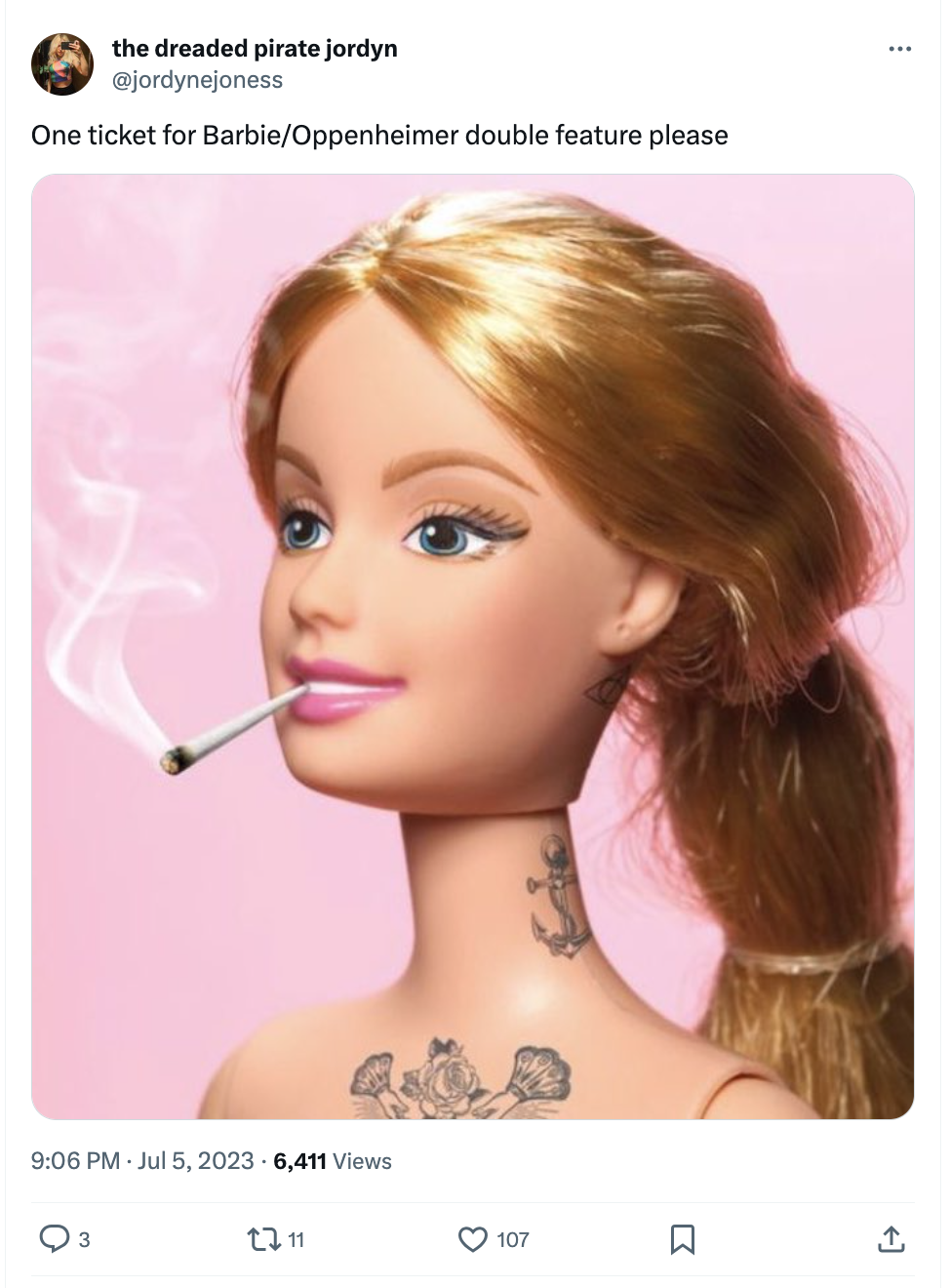 Figure 1: Screenshot of a tweet posted by Jordyn Jones (@jordynejoness).